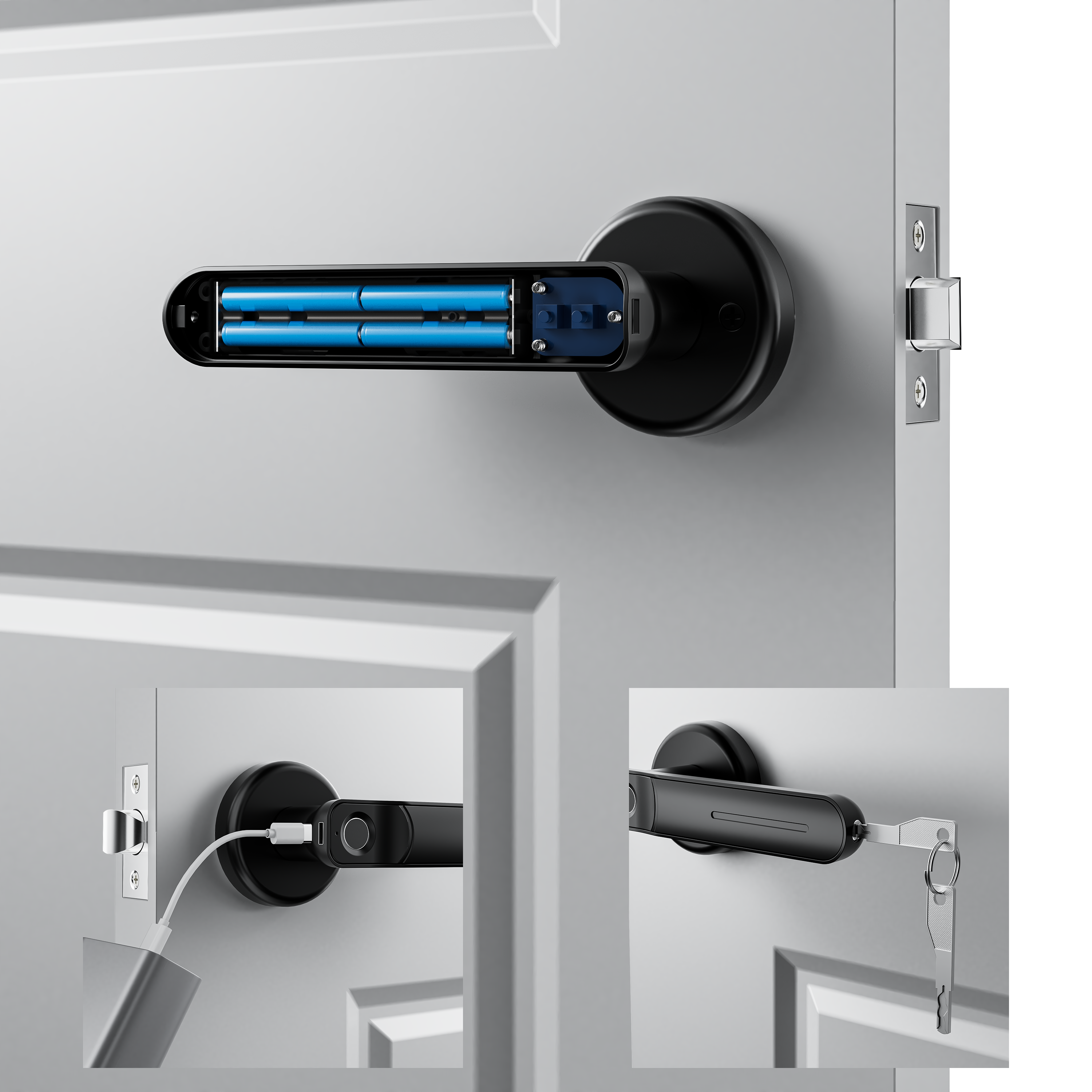 Fingerprint Door Lock, Door Locks for Bedrooms, Keyless Entry Door Lock with Fingerprint/Key