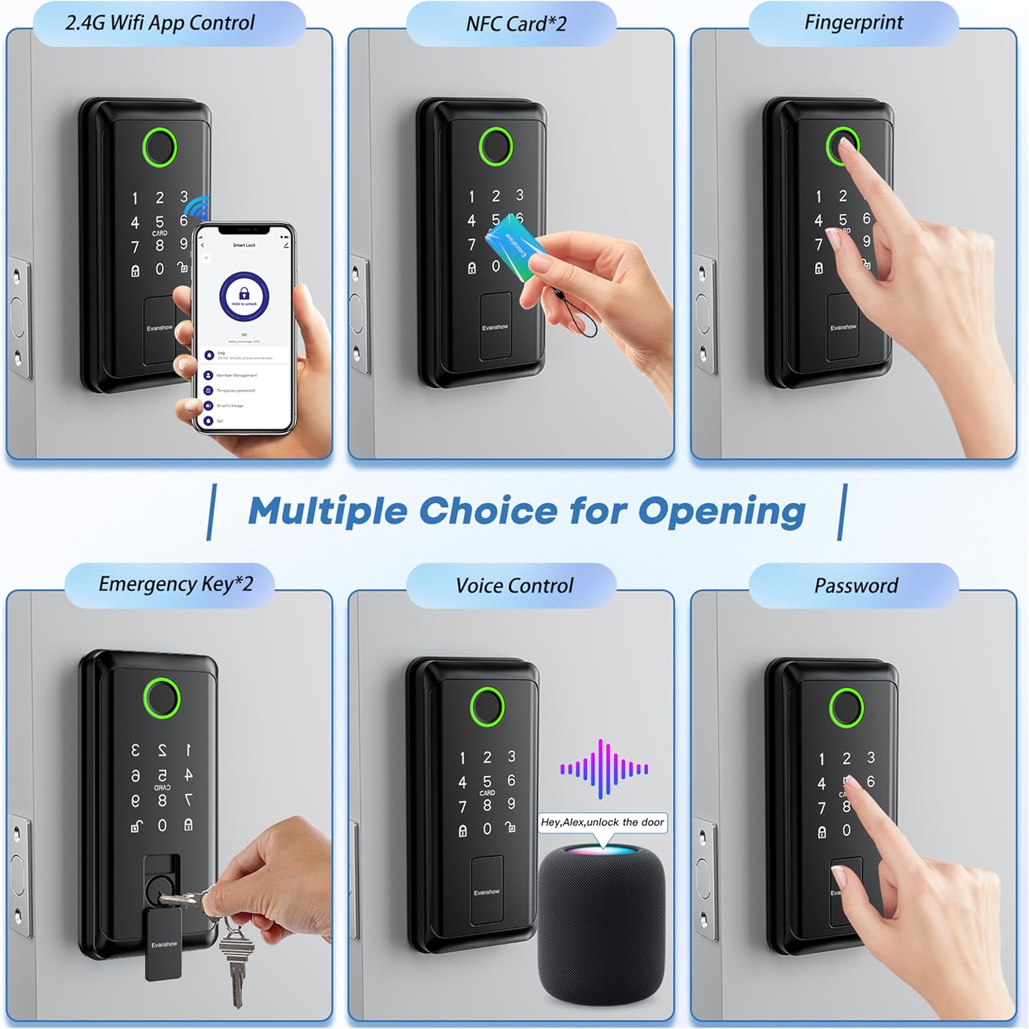 Keypad Door Lock with Handle,Keyless Entry Door Lock, Electronic Digital Keypad Deadbolt with App, Keyless Entry Fingerprint Lock Auto Lock & One Touch Locking, Front Smart Door Handle Sets