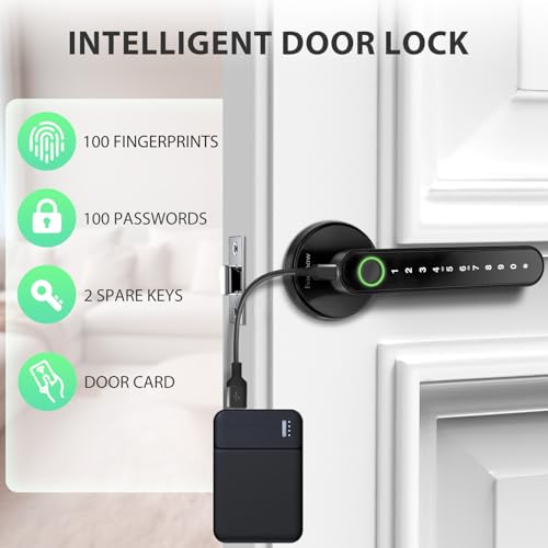 Fingerprint Door Lock Biometric Door Knob with Keypad Keyless Entry, Door Locks for Bedrooms, Home Hotel Office Apartment