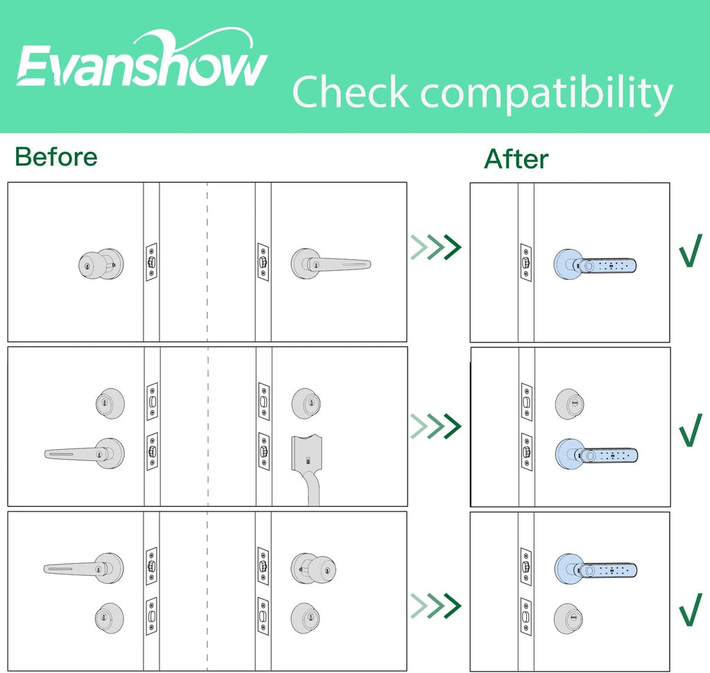 Evanshow Smart Door Lock with Knob, Keyless Entry Door Locks with Handle, Fingerprint Door Knob for Bedroom/Front Door/Apartment,Generate Passcode Remotely