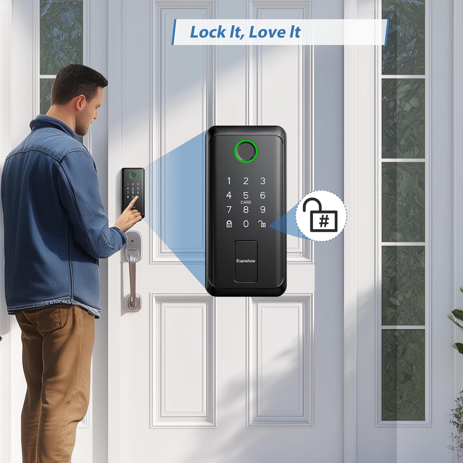 Keyless Entry Door Lock,Smart Keyless Entry Door Lock, Fingerprint Smart Locks for Front Door,Smart Deadbolt Lock, Built-in Wi-Fi APP Control-Passcode Remotely, Easy Installation