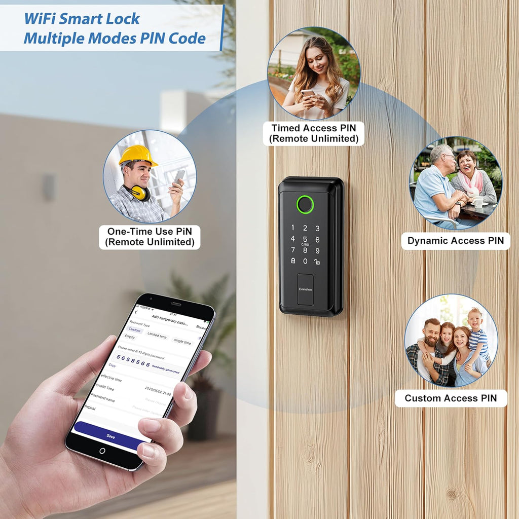 Keyless Entry Door Lock,Smart Keyless Entry Door Lock, Fingerprint Smart Locks for Front Door,Smart Deadbolt Lock, Built-in Wi-Fi APP Control-Passcode Remotely, Easy Installation