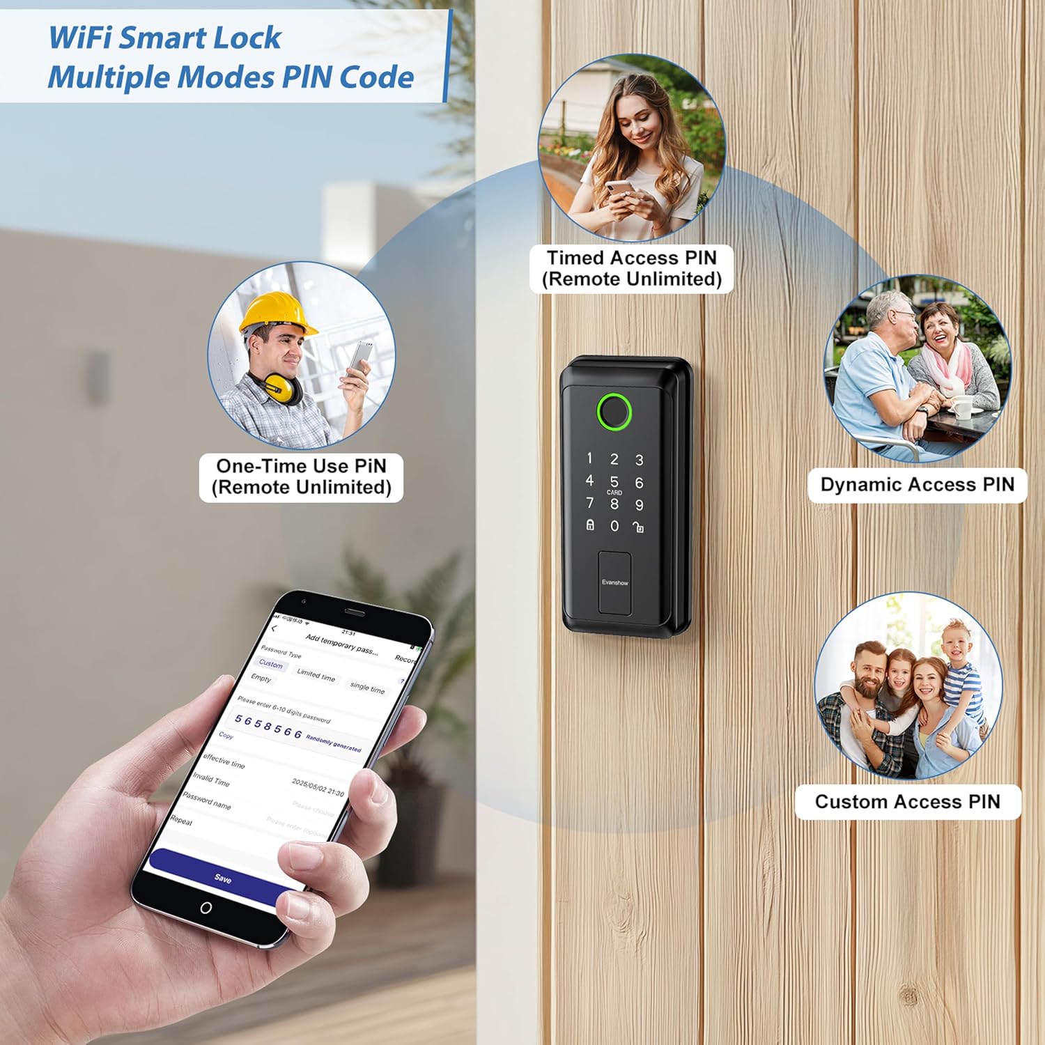 Keyless Entry Door Lock,Smart Keyless Entry Door Lock, Fingerprint Smart Locks for Front Door,Smart Deadbolt Lock, Built-in Wi-Fi APP Control-Passcode Remotely, Easy Installation