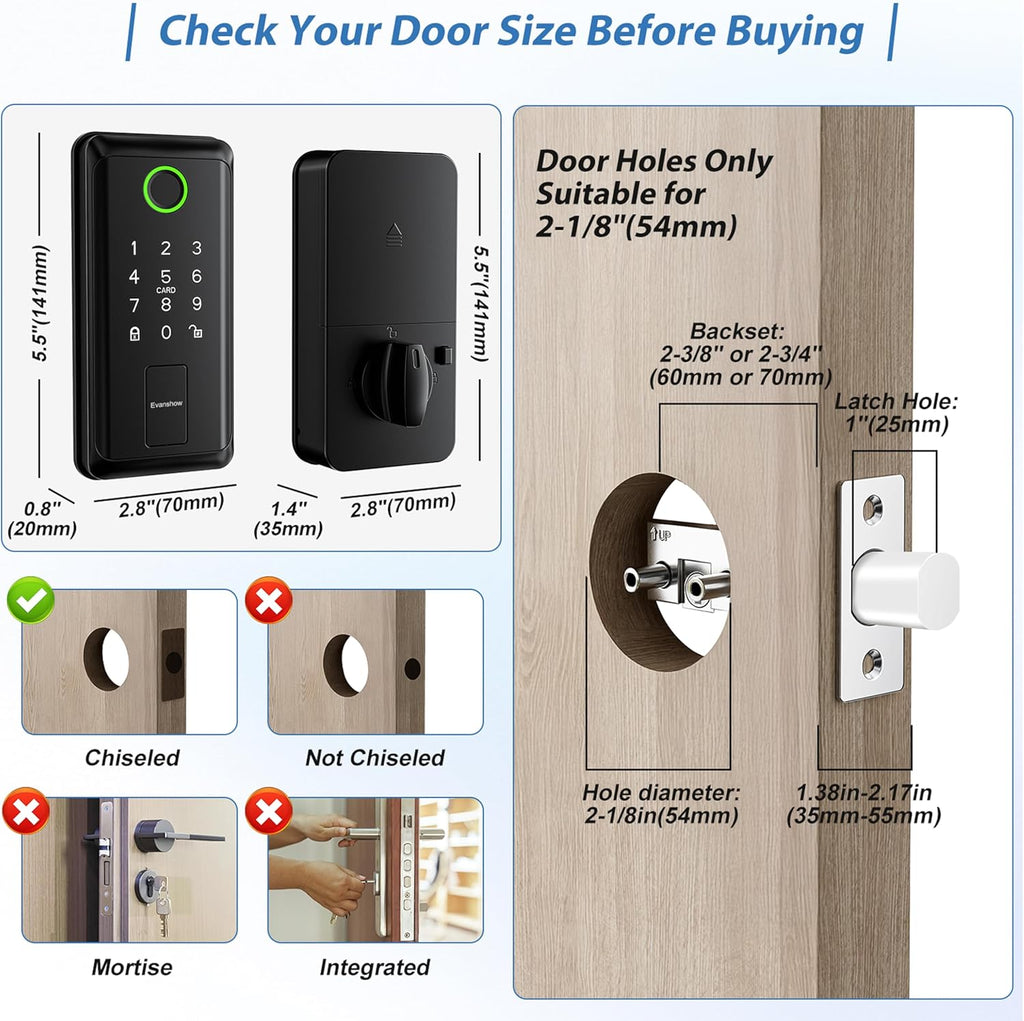 Keyless Entry Door Lock,Smart Keyless Entry Door Lock, Fingerprint Smart Locks for Front Door,Smart Deadbolt Lock, Built-in Wi-Fi APP Control-Passcode Remotely, Easy Installation